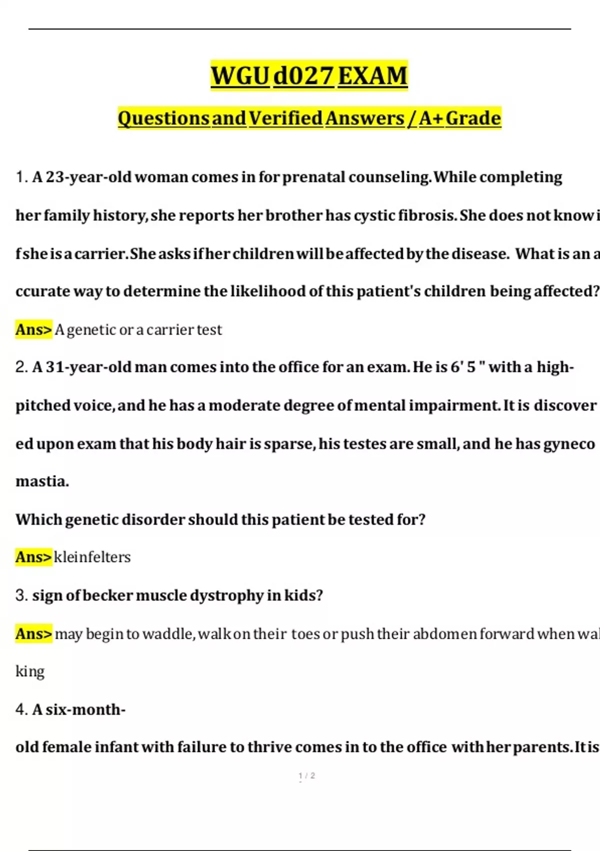 WGU d027 EXAM Questions and Answers Latest 2025/2026 COMPLETE ...