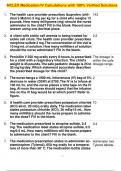 NCLEX Medication&sol;IV Calculations with 100&percnt; Verified Solutions