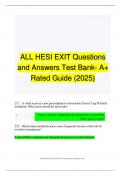 ALL HESI EXIT Questions and Answers Test Bank- A&plus; Rated Guide &lpar;2025&rpar;  