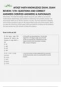 AFOQT MATH KNOWLEDGE EXAM&comma; EXAM REVIEW &sol;170&plus; QUESTIONS AND CORRECT ANSWERS &lpar;VERIFIED ANSWERS&rpar; & RATIONALES &lpar;Description&colon; The Math Knowledge subtest measures your ability to use learned mathematical relationships&period; Each problem is followed by five possible 