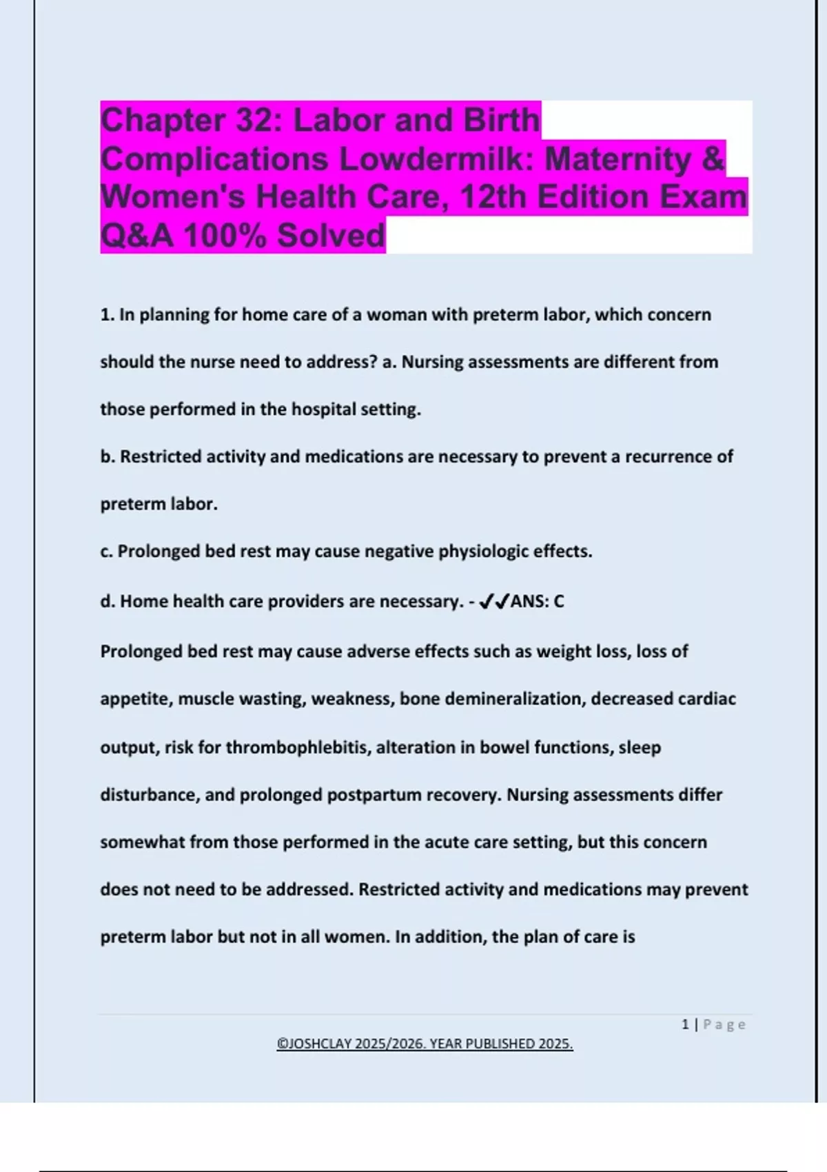 Chapter 32: Labor and Birth Complications Lowdermilk: Maternity & Women ...