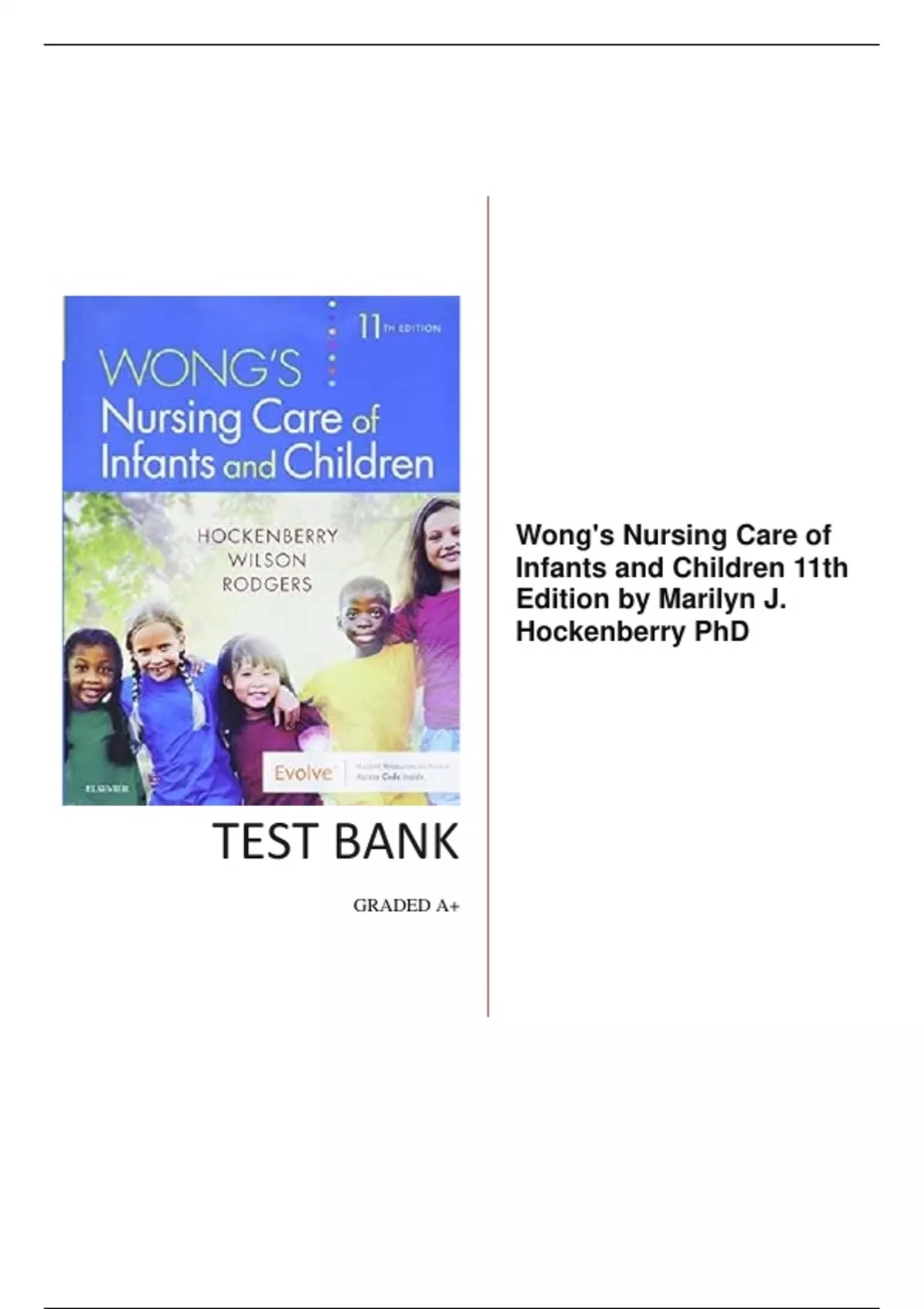 Test Bank for Wong's Nursing Care of Infants and Children 11th Edition
