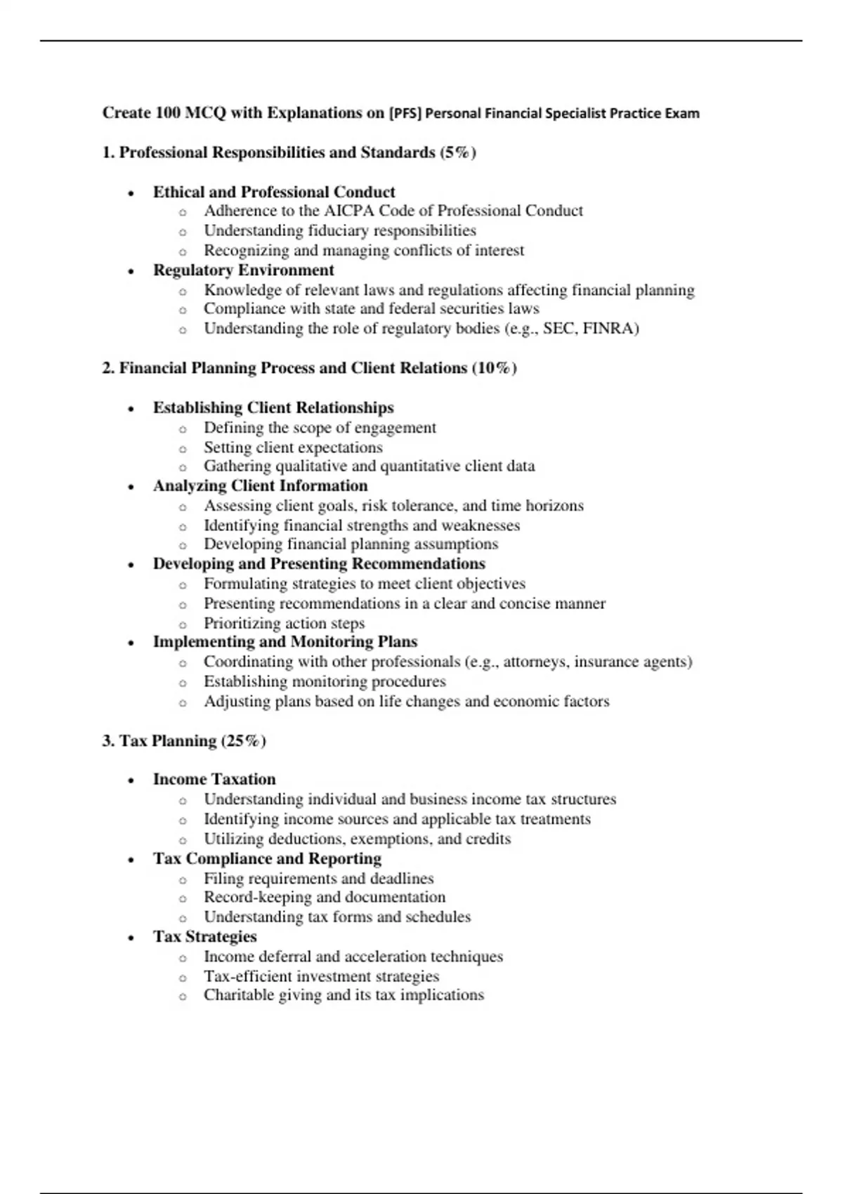 [PFS] Personal Financial Specialist Practice Exam - Computer Tech ...