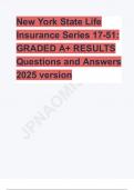 New York State Life Insurance Series 17-51&colon; GRADED A&plus; RESULTS Questions and Answers 2025 version