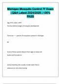 Michigan Mosquito Control 7F Exam &vert; Q&A Latest 2024&sol;2025 &vert; 100&percnt; PASS