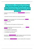 Law of Contracts - Champions School of Real Estate Final Exam Study Guide Latest Update 2025-2026 Actual Exam 140 Questions with 100&percnt; Verified Correct Answers Guaranteed A&plus; Verified by ProfessorLaw of Contracts - Champions School of Real Estate Final Exam
