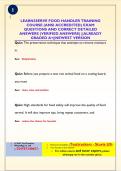 FOOD HANDLERS LEARN2SERVE EXAM QUESTIONS AND CORRECT DETAILED ANSWERS &lpar;VERIFIED ANSWERS&rpar; &vert;&vert;ALREADY GRADED A&plus;&vert;&vert;NEWEST VERSION
