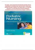 TEST BANK &minus;DAVIS ADVANTAGE FOR PEDIATRIC NURSING CRITICAL COMPONENTS OF NURSING CARE THIRD EDITION BY DIANE RUDD&comma; KATHRYN&semi; KOCISKO&vert; COMPLETE TEST BANK GUIDE &vert; ALL CHAPTERS INCLUDED 1-22&vert; QUESTIONS WITH DETAILED ANSWERS & RATIONALES &lpar;Answers At The End Of 