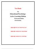 Test Bank - for Educational Psychology&colon; Active Learning Edition 14th Edition&comma; &lpar;Anita Woolfolk&comma; 2019&rpar;&comma; Chapter 1-15 &vert; All Chapters