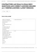 CONTRACTORS LAW EXAM CA EXAM 2025 &vert;  QUESTIONS AND CORRECT ANSWERS &lpar;GRADED A&plus;&rpar; &vert; VERIFIED ANSWERS &vert; LATEST VERSIONS