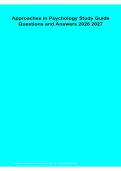  Approaches in Psychology Study Guide Questions and Answers 2026&sol;2027 Psychology Exam Prep&comma; Practice Questions&comma; Rationales and Comprehensive Review