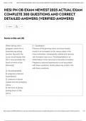 HESI PN OB EXAM NEWEST 2025 ACTUAL EXAM COMPLETE 300 QUESTIONS AND CORRECT DETAILED ANSWERS &lpar;VERIFIED ANSWERS&rpar; 