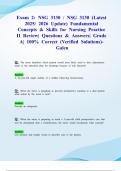 Exam 2&colon; NSG 3130 &sol; NSG 3130 &lpar;Latest 2025&sol; 2026 Update&rpar; Fundamental Concepts & Skills for Nursing Practice II Review&vert; Questions & Answers&vert; Grade A&vert; 100&percnt; Correct &lpar;Verified Solutions&rpar;- Galen