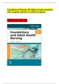 Foundation of Nursing&comma; 9th Edition Cooper questions with complete solution A&plus;&sol;&sol;2025-26 upload