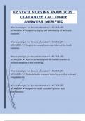 NZ STATE NURSING EXAM 2025 &vert;GUARANTEED ACCURATE ANSWERS &vert;VERIFIED