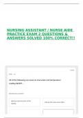 NURSING ASSISTANT &sol; NURSE AIDE PRACTICE EXAM 2 QUESTIONS & ANSWERS SOLVED 100&percnt; CORRECT&excl;&excl;