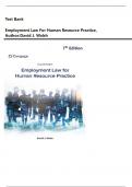 Test Bank for Employment Law for Human Resource Practice&comma; 7th Edition Author&colon;David J&period; Walsh &vert; All Chapters 1-17 Covered&vert; Complete Guide 2025