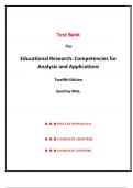 Test Bank for Educational Research&colon; Competencies for Analysis and Applications 12th Edition&comma; &lpar;Geoffrey Mills&comma; 2018&rpar;&comma; Chapter 1-23 &vert; All Chapters