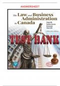 Test Bank for Law and Business Administration in Canada 15th Edition by J E Smyth and Dan Soberman 9780134841298 All Chapters 1 32 LATEST&vert;&vert;gurumaster
