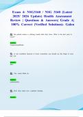 Exam 4&colon; NSG3160 &sol; NSG 3160 &lpar;Latest 2025&sol; 2026 Update&rpar; Health Assessment Review &vert; Questions & Answers&vert; Grade A&vert; 100&percnt; Correct &lpar;Verified Solutions&rpar;- Galen
