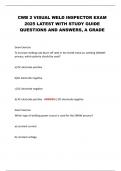 CWB 2 VISUAL WELD INSPECTOR EXAM  2025 LATEST WITH STUDY GUIDE  QUESTIONS AND ANSWERS&comma; A GRADE