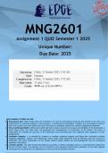 MNG2601 Assignment 1 QUIZ &lpar;ANSWERS&rpar; Semester 1 2025 - DISTINCTION GUARANTEED