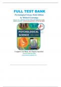 TEST BANK FOR PSYCHOLOGICAL SCIENCE 6TH EDITION BY MICHAEL S&period; GAZZANIGA ISBN&colon; 978-0393640366&comma; CHAPTER 1-15 &vert; Complete Guide A&plus;