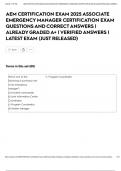 AEM CERTIFICATION EXAM 2025 ASSOCIATE EMERGENCY MANAGER CERTIFICATION EXAM QUESTIONS AND CORRECT ANSWERS &vert; ALREADY GRADED A&plus; &vert; VERIFIED ANSWERS &vert; LATEST EXAM &lpar;JUST RELEASED&rpar;