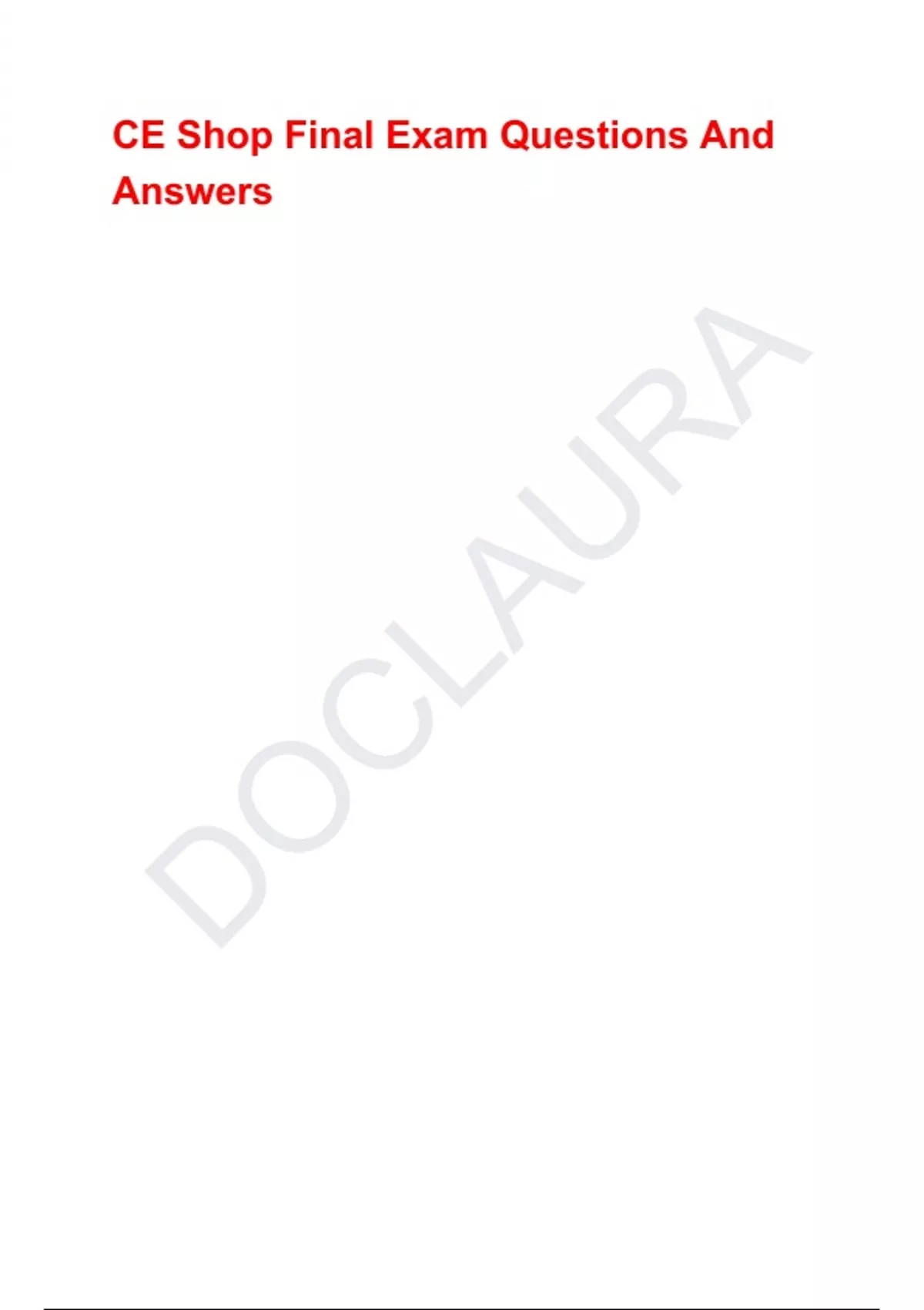 CE Shop Final Exam Questions And Answers - CE Shop - Stuvia US