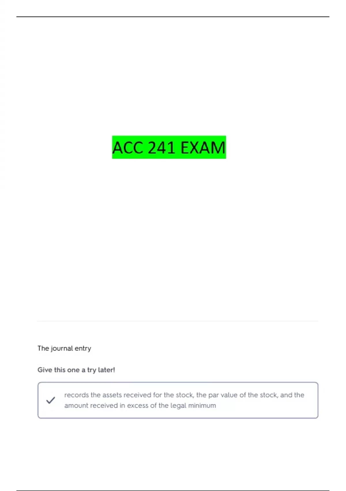 ACCOUNTING 241 EXAM 2 KSU QUESTIONS WITH 100% CORRECT ANSWERS ...