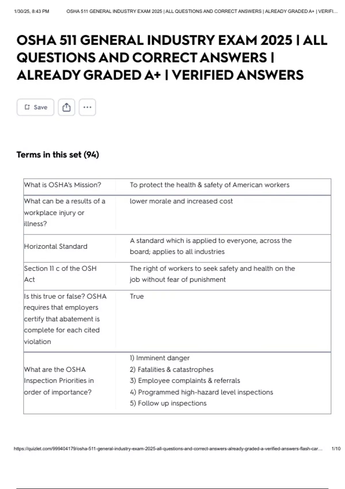 OSHA 511 GENERAL INDUSTRY EXAM 2025 | ALL QUESTIONS AND CORRECT ANSWERS ...