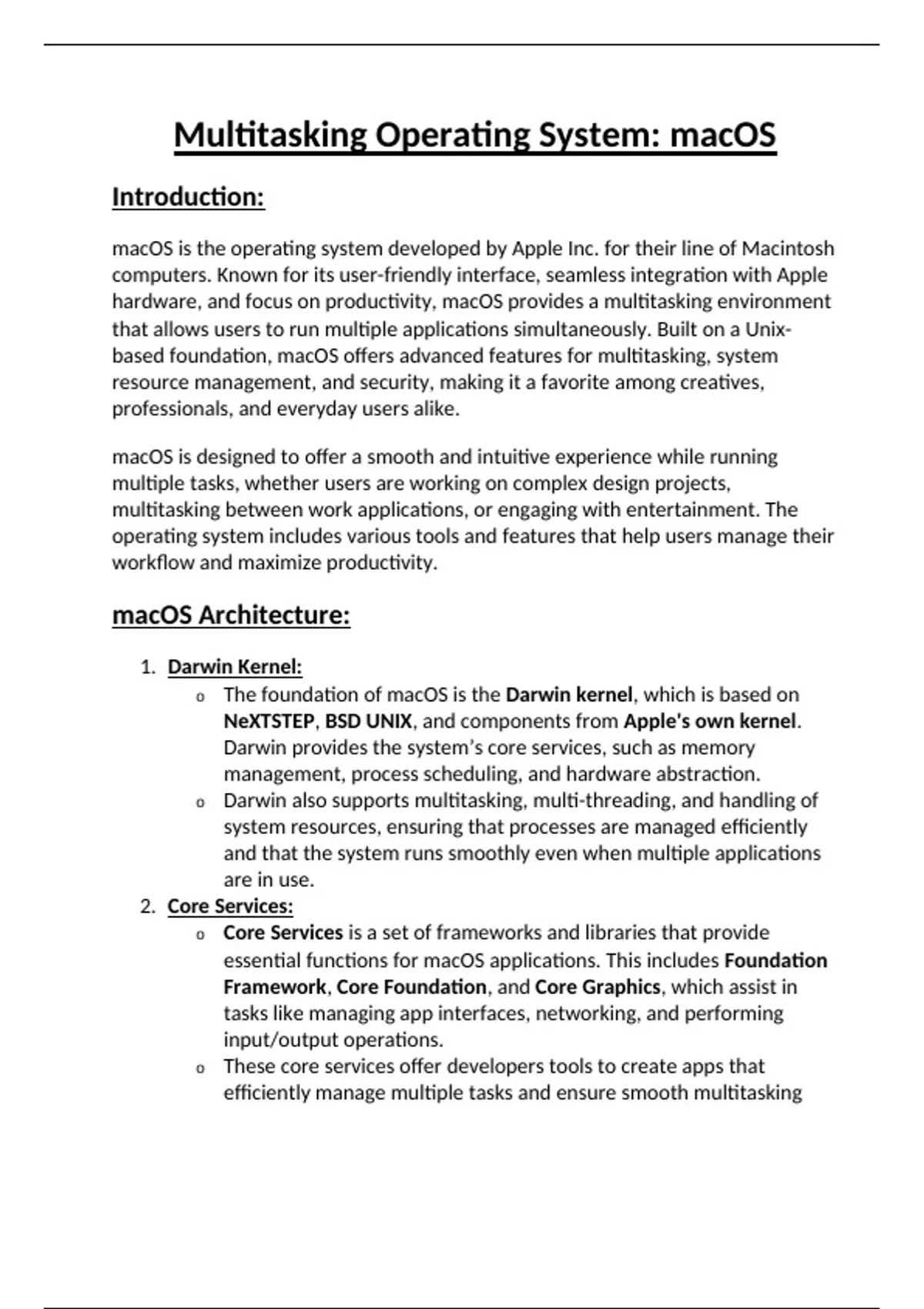 Multitasking Operating System (macOS): Process and Memory Management ...