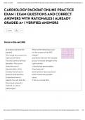 CARDIOLOGY PACKRAT ONLINE PRACTICE EXAM &vert; 215 EXAM QUESTIONS AND CORRECT ANSWERS WITH RATIONALES &vert; ALREADY GRADED A&plus; &vert; VERIFIED ANSWERS