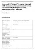 &lpar;Answered&rpar; HIPAA and Privacy Act Training &lpar; 2025&rpar; Comprehensive questions and verified answers&vert;recently testing actual exam questions&vert;get it 100&percnt; accurate&excl;