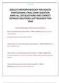 GOULD'S PATHOPHYSIOLOGY FOR HEALTH PROFESSIONAL FINAL EXAM QUESTION BANK ALL 250 QUESTIONS AND CORRECT DETAILED SOLUTIONS JUST RELEASED THIS YEAR 