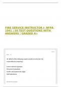 FIRE SERVICE INSTRUCTOR I- NFPA 1041 &vert; 50 TEST QUESTIONS WITH ANSWERS &vert; GRADED A&plus;
