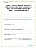 GOULD'S PATHOPHYSIOLOGY FOR HEALTH PROFESSIONAL FINAL EXAM VERSION A & B WITH COMPLETE 240 QUESTIONS AND CORRECT ANSWERS JUST RELEASED