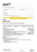 AQA GCSE SOCIOLOGY 8192/1 Paper 1 The Sociology of Families and Education Question Paper & Mark scheme (Merged) June 2023 [VERIFIED]