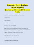 Community Test 1 - Test Bank 2024 2025 updated 