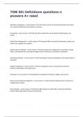 TOM 301 Definitions questions n answers A&plus; rated