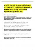CSET Social Science &lpar;Subtest -1 WORLD HISTORY&rpar; Practice Questions fully solved & updated