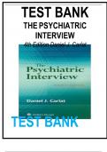 Test Bank For The Psychiatric Interview 4th Edition by Daniel J&period; Carlat 9781496327710 Chapter 1-34 Complete Guide&period;