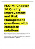 M&period;O&period;M Chapter 16 Quality Improvement and Risk Management questions with complete solutions&period;