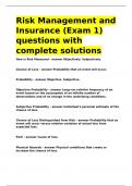 Risk Management and Insurance &lpar;Exam 1&rpar; questions with complete solutions