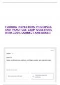 FLORIDA INSPECTORS PRINCIPLES AND PRACTICES EXAM QUESTIONS WITH 100&percnt; CORRECT ANSWERS&excl;&excl;