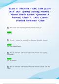 Exam 4&colon; NSG3450 &sol; NSG 3450 &lpar;Latest 2025&sol; 2026 Update&rpar; Nursing Practice - Mental Health Review&vert; Questions & Answers&vert; Grade A&vert; 100&percnt; Correct &lpar;Verified Solutions&rpar;- Galen