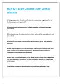 NUR 424- Exam Questions with verified solutions