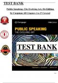 Test Bank Public Speaking&colon; The Evolving Art&comma; 5th Edition &lpar;Coopman&rpar; &lpar;All Chapters 1 to 17 Covered&rpar; > Pdf File