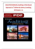Solution Manual - Auditing&colon; A Risk Based-Approach 12th Edition by Zehms & Rittenberg All 1-15  Chapters Covered &comma;Latest Edition