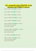 ATI - normal lab values UPDATED Exam  Questions and CORRECT Answers